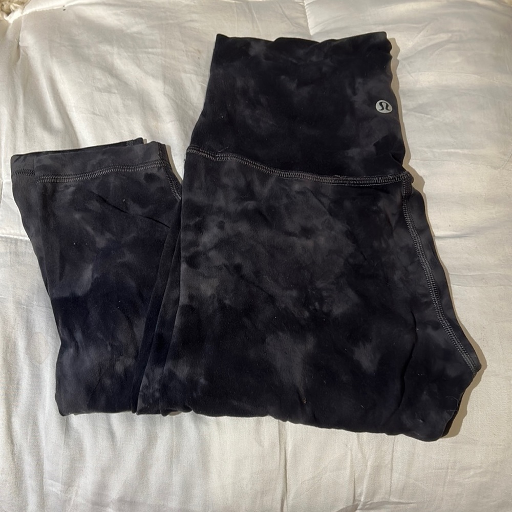 Tie-dye black and grey lululemon align leggings, 25” inseam, size 4